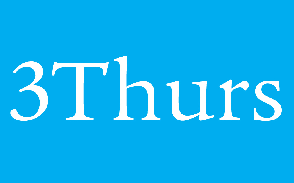 The words "3Thurs" on a blue background