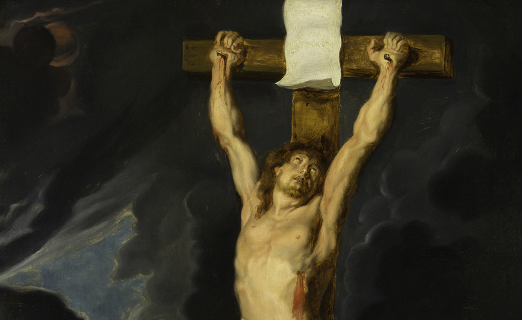 Christ on the Cross, by Rubens, hangs in the Museum and Gallery at BJU, November 29, 2016. (Copy photo, Hal Cook)