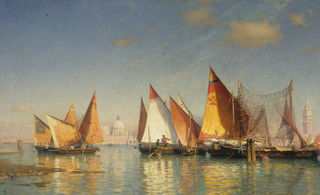 William Stanley Haseltine (American, 1835 - 1900) Grand Canal Venice DATE1882 MEDIUMOil on canvas DIMENSIONSSight: 22 7/8 × 35 7/8 in. (58.1 × 91.1 cm) CREDIT LINEGeorgia Museum of Art, University of Georgia; Gift of Mrs. Helen Plowden, Courtesy of the National Academy of Design, New York OBJECT NUMBER1961.765