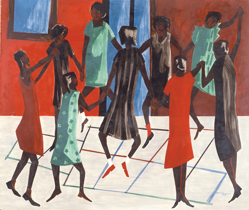Jacob Lawrence (American, 1917 – 2000), “Children at Play,” 1947. Tempera on hardboard panel, 20 × 24 inches. Georgia Museum of Art, University of Georgia; Eva Underhill Holbrook Memorial Collection of American Art, Gift of Alfred H. Holbrook, GMOA 1947.178.