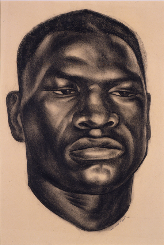 Howard Cook (American, 1901 - 1980),” The Indomitable One,” 1951. Charcoal on paper, 21 1/2 x 16 1/2 inches. Georgia Museum of Art, University of Georgia; Gift of Howard Cook. GMOA 1967.1951.