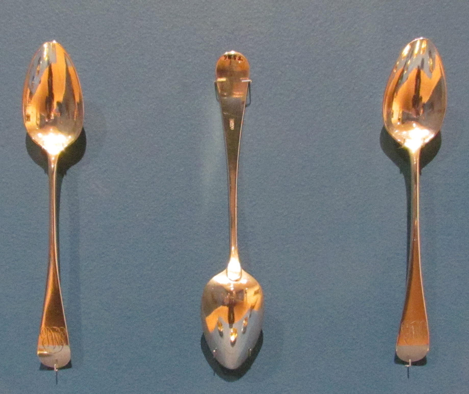 Paul Revere (American, 1735 – 1818), three teaspoons, ca. 1770. Coin silver. Georgia Museum of Art, University of Georgia; Gift of Henry D. and Frances Y. Green. GMOA 1998.5.1–3.