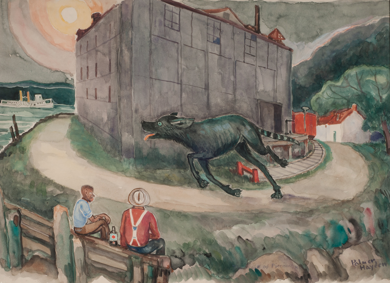 Palmer Hayden (American, 1890 – 1973), “The Wolf at Piermont New York,” n.d. Watercolor on paper, 18 1/2 × 25 1/2 inches. Georgia Museum of Art, University of Georgia; The Larry D. and Brenda A. Thompson Collection of African American Art. GMOA 2012.125.