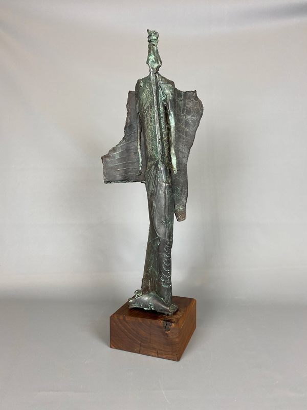 William J. Thompson's sculpture "Angel," a vertical bronze abstracted figure with two wings