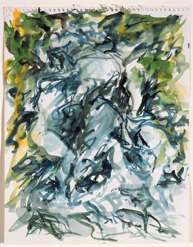 a study by Elaine de Kooning for a painting in her "Bacchus" series, abstracted views of a sculpture of Silenus from a garden in France